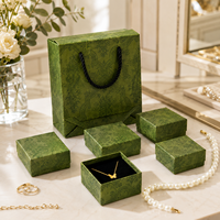 Boîte à bijoux rétro en émail vert pour bagues, mini coffret cadeau pour bijoux, emballage cadeau pour colliers et pendentifs de marque boutique