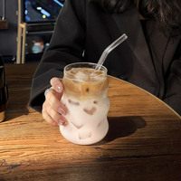 Tasses à café en verre en forme de nuage Ins haute apparence Bar jus gobelet à boisson froide avec paille