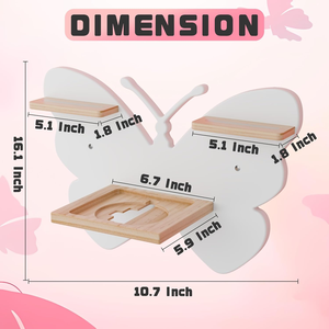 Schwebendes Tonie-Regal aus Holz mit Schmetterlingsmotiv, magnetisch, für 8-12 Tonie-Figuren, Kinder-Holz-Toniebox-Ladestation - Product Image 6