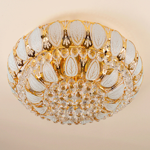 Chambre à coucher Plafonnier Encastré Véritable Corne d'abondance Motif Lustre Lumières Cristal Lotus Pétales Plafonnier - Product Image 4