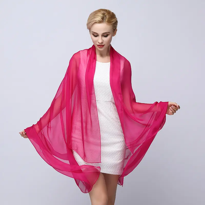 2024 luxe uni couleur unie foulards en soie léger plaine doux soie mousseline de soie Hijab foulard châle