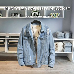 Chaqueta de Mezclilla de Manga Larga para Hombre, de Alta Calidad, Ecológica, Lavable, con Solapa, Hecha en China, Estilo Casual para Usar en Invierno y Primavera - Product Image 2