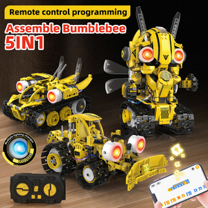 Groothandel <span class=keywords><strong>5</strong></span>-in-1 gemotoriseerde transformeerbare robot - bouwpakket met afstandsbediening en programmering voor kinderen van 6-12 jaar - Product Image 1