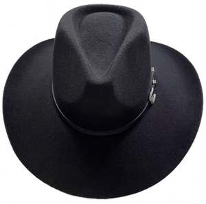 A112002 Chapeaux de cowboy western en feutre 100% laine, ajustables, unisexes, décontractés, pour fêtes, toutes saisons - Product Image 4