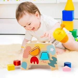 <span class=keywords><strong>Forme</strong></span> géométrique <span class=keywords><strong>en</strong></span> bois pour enfants Puzzle correspondant cognitif jouets d'éducation précoce Coordination œil-main bébé Montessori jouets - Product Image 2