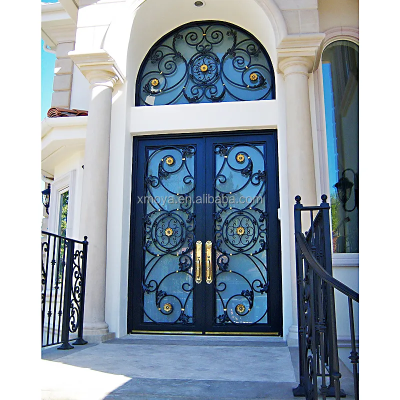 الفاخرة الخارجية الرئيسية دخول باب مشغول حديد جديد شواية معدنية تصاميم الباب