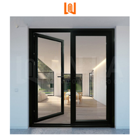 Porte d'entrée double à battants en aluminium moderne HISENG, portes battantes en verre et aluminium pour usage commercial