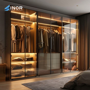 Armoire autoportante en bois massif chêne foncé, style industriel rustique, pour chambre urbaine - Product Image 4