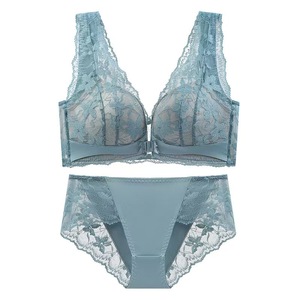 레이디스 섹시 프론트 오픈 브라 퓨어 컬러 레이스 및 나일론 소재 가볍고 통기성 - Product Image 1