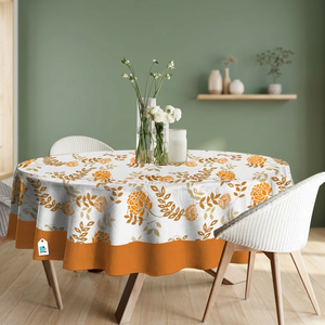 Premium Floral Cotton <b>Tablecloth</b> 60 Inch Colorful Printed Pattern Waterproof Oil Resistant Table Cover for Dining and Events - Product Image 3