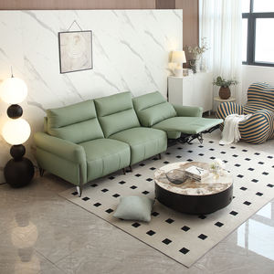 हरी चमड़े की पावर इलेक्ट्रिक रिक्लियर सोफे 1 + 3 मॉड्यूलर सोफे सेट बहु-कार्यात्मक दीवार पंक्ति समायोज्य सोफा - Product Image 1