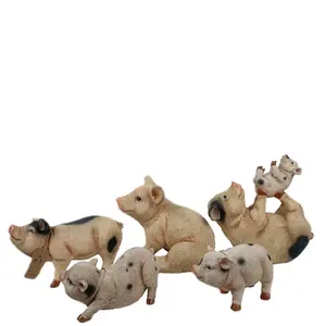 Pig Statue Pig Figurine Resin Home Decor Lucky Animal Garden Statue For Micro Landscape