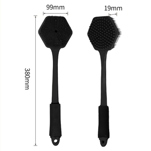 Silicone Bath <b>Scrubber</b> Dual-Sided Massage & Cleaning <b>Shower</b> Brush Ergonomic Long Handle Grip Bathroom <b>Back</b> <b>Scrubber</b> - Product Image 3