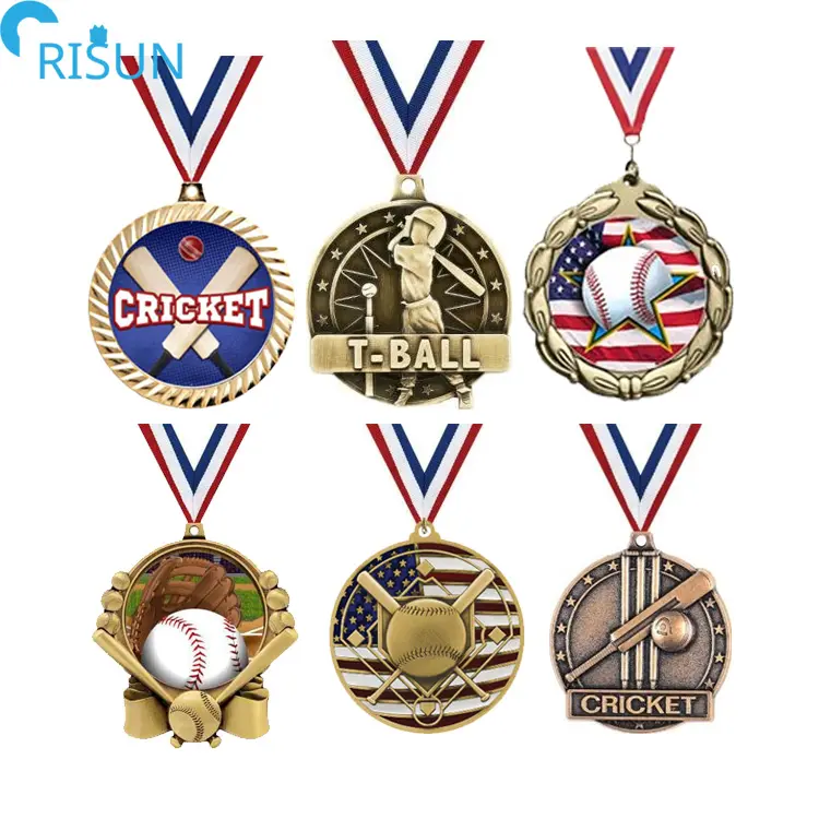 Medaglie di Cricket all'ingrosso produttore di medaglie sportive logo personalizzato 3D smalto Baseball Taekwondo medaglia premi d'onore Souvenir