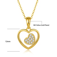 LULUFOCUS Nouveautés Collier Pendentif en Argent Sterling 925 Plaqué Or 18K avec Breloques Double Cœur CZ Tendance pour Femme
