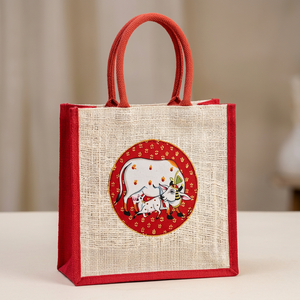 Bolsas de Yute con Diseño en Contraste, Ideales para Regalos, Bolsas Thamboolam Multicolores de 10*9*4 Pulgadas - Product Image 1