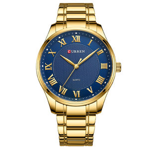 Montre à quartz personnalisée avec logo, bracelet en alliage d'acier inoxydable, pour homme, style simple, décontracté, cadran en verre, aiguilles mécaniques - Product Image 3