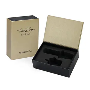 豪华定制金色纹理纸纸板磁性美容设备包装盒，带Eva插件
