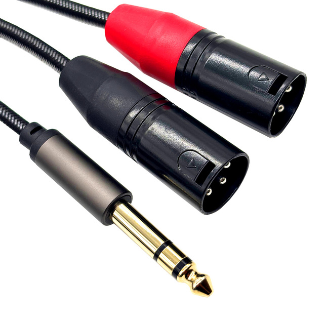 TRS 6.35mm to Dual XLR Y Splitter Cable 2 XLR Male to 6.35mm 1/4 Inch TRS Male Unbalanced Interconnect Stereo Audio Patch Cable
