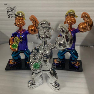 Blve ป๊อปอาร์ตตกแต่งบ้านขนาดชีวิตที่อุดมไปด้วยสแตนเลสรูปปั้นที่ร่ำรวยชุบสเปรย์ไฟเบอร์กลาสรูปปั้นผูกขาด - Product Image 5