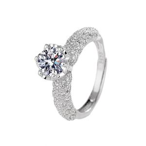 Simulated Diamond Jewelry Moissanite <b>Ring</b> Full Moissanite Flower Diamond <b>Ring</b> <b>Adjustable</b> Open Zircon <b>Ring</b> for Bridal - Product Image 3