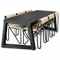 Table à manger moderne en bois massif, pieds courbés artistiques, fabrication artisanale, imperméable, écologique, forme rectangulaire, utilisation à domicile ou en appartement