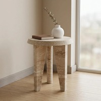 Table console Cammy en travertin beige clair, style moderne du milieu du siècle, pour petits salons, chambres à coucher, meubles de salon