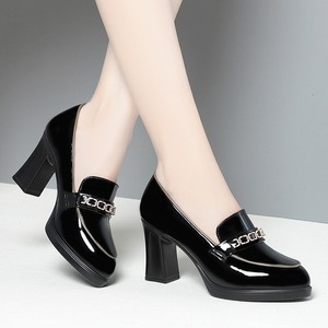 Xuanhui Nuova Tendenza Estiva Autunnale, Scarpe da Ufficio in Vernice con <span class=keywords><strong>Tacco</strong></span> a Blocco 7,5 cm, <span class=keywords><strong>Mocassini</strong></span> Comodi Slip-On per <span class=keywords><strong>Donna</strong></span> - Product Image 6