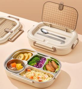 4-Compartment Metal <b>Snack</b> Organizer Stainless Steel Lunch Box with Leakproof Condiment <b>Container</b> - Product Image 2