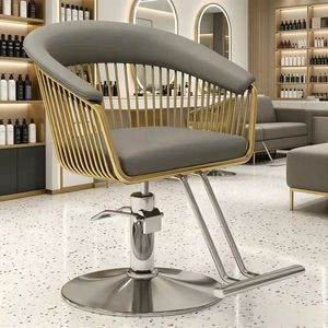 Silla de Peluquería de Cuero Sintético Rosa con Diseño Acolchado, Base Redonda Dorada, Silla de Barbería para Mujer, Gran Venta - Product Image 2