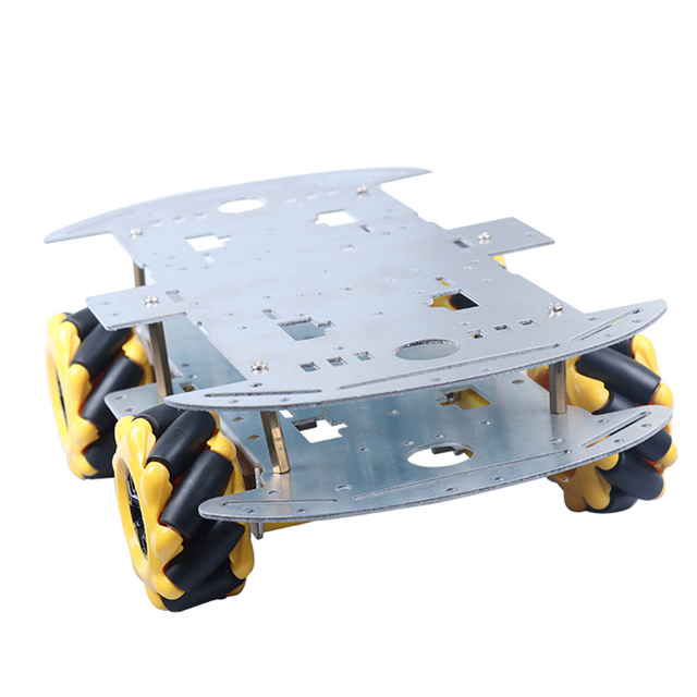 Tscinbuny Mecanum Wheel Double Layer Aluminum Alloy Car Chassis for Arduino Smart Robot Car