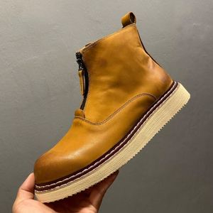 Bottes de moto pour hommes, nouvelles bottes en cuir élégantes pour la marche en ville, chaussures décontractées de style rétro, bottes à la cheville de haute qualité - Product Image 5