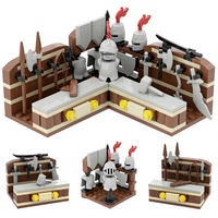 Blocs de construction MOC transfrontaliers Château médiéval Armes Atelier de forgeron Épées anciennes Armure Scène d'exposition d'armes en plastique