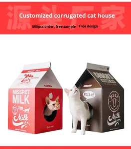 Wear-resistant Breathable Sustainable Foldable <strong>Cat</strong> Nest Corrugated Paper Box Four Seasons Universal Indoor Pet <strong>Cage</strong> 50 lb - Product Image 6