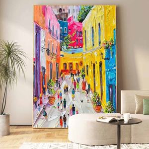 Grande Peinture Murale 3D Urbaine Colorée, Art Mural Texturé, Décoration Intérieure, Cadeau Idéal pour l'Agencement - Product Image 5
