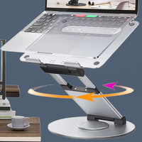 Support pour ordinateur portable réglable en hauteur et en angle, ergonomique, design escamotable, en alliage d'aluminium + silicone, rotation à 360°, IDock