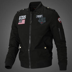 Chaqueta Bomber de <span class=keywords><strong>Hombre</strong></span> con Cremallera y Bordado de la Fuerza Aérea No.<span class=keywords><strong>1</strong></span>, Estilo Urbano, para Primavera y Otoño, Tallas Grandes, para Exteriores - Product Image 4