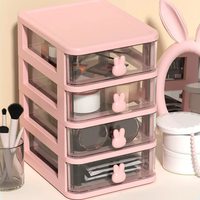Mini-contenants Haogle, petits et mignons, en forme de lapin, multifonctionnels, en plastique PP, organiseur de bureau, boîte de rangement pour cosmétiques