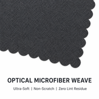 Chiffon de nettoyage noir pour écrans, lentilles et appareils électroniques, avec bord en zigzag, serviette douce, OEM ODM, taille personnalisée, logo, emballage