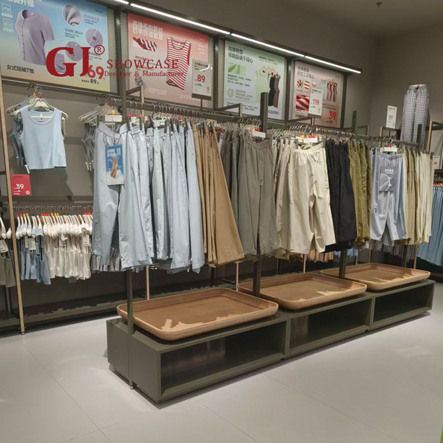 Factory Direct Apparel Store Display Rack Custom Metal Shelving for Clothing Shoes Handbags Retail Store
