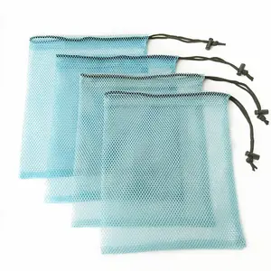 Clear Polyester Gym Sports Fitness Mesh Drawstring Laundry Bags For Dirty Clothes Net Beach Swimming Storage Shopping Tote Pouch