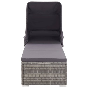 Groothandel Promotie Outdoor Patio Zwembad Tuin Rotan Meubels Ligstoel Met Luifel En Kussen Waterdichte Stof Zonnebank - Product Image 3