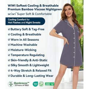 ชุดนอนผู้หญิงแขนสั้นผ้าวิสโคสผสมใยไผ่ติดกระดุม ไซส์ S ถึง XXL - Product Image 6