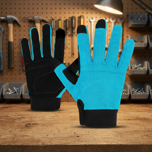 Gants de travail antidérapants texturés JNA GROUP, 4 mil, sans latex, avec poignet élastique, usage général, bleu noir - Product Image 4