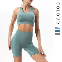 Женская одежда, спортивный костюм, комплект для йоги, леггинсы для бега, тренировок, комплект из 2 предметов, велосипедные шорты для спортзала, комплект из двух предметов, короткий комплект