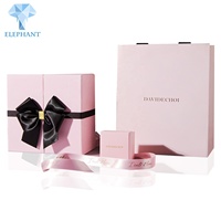 Double porte de luxe rose bijoux parfum mariage ruban nœud papillon boîte cadeau personnalisée