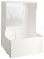 Boîte à gâteau carrée en carton blanc écologique à couvercle rabattable avec fenêtre transparente, pliable, emballage alimentaire sûr pour pâtisserie, prête à être expédiée