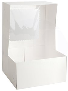 Boîte à gâteau carrée en <span class=keywords><strong>carton</strong></span> blanc écologique à couvercle rabattable avec fenêtre transparente, pliable, <span class=keywords><strong>emballage</strong></span> alimentaire sûr <span class=keywords><strong>pour</strong></span> pâtisserie, prête à être expédiée - Product Image 3