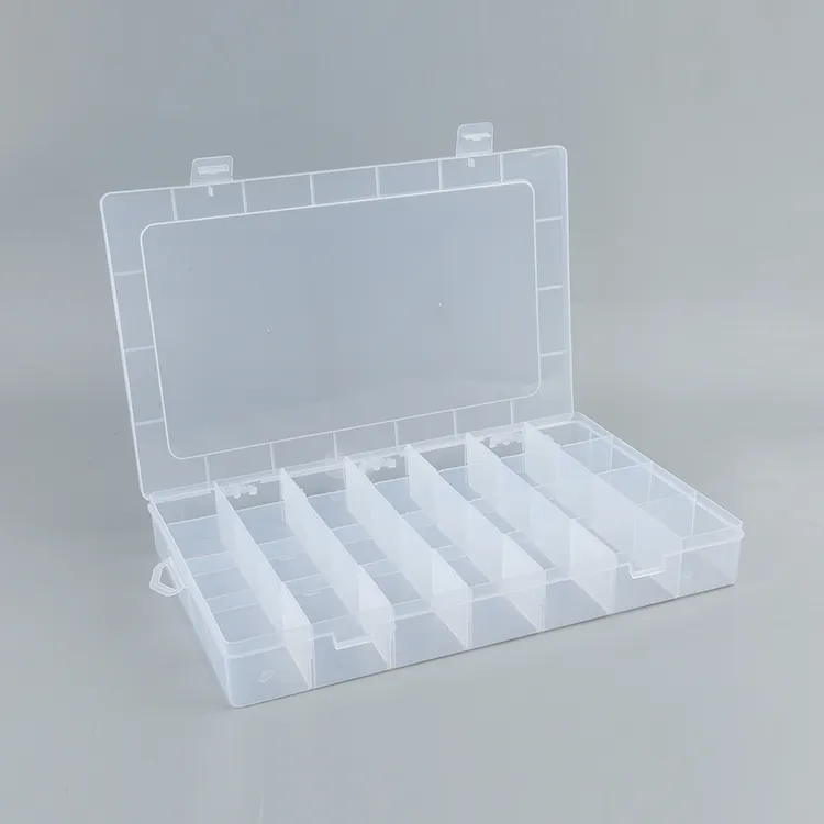 28 grid compartments transparent PP eco-friendly lidded plastic storage box