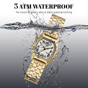 Proveedor de Relojes Personalizados, Reloj de Cuarzo de Moda de Acero Inoxidable 316L, Movimiento Japonés, Caja Octogonal Dorada, Relojes Elegantes para Mujer - Product Image 4